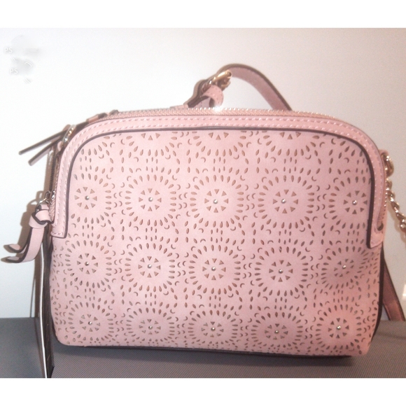 Violet Ray Handbags - Violet Ray Pink Eyelet Crossbody Bag NWT
